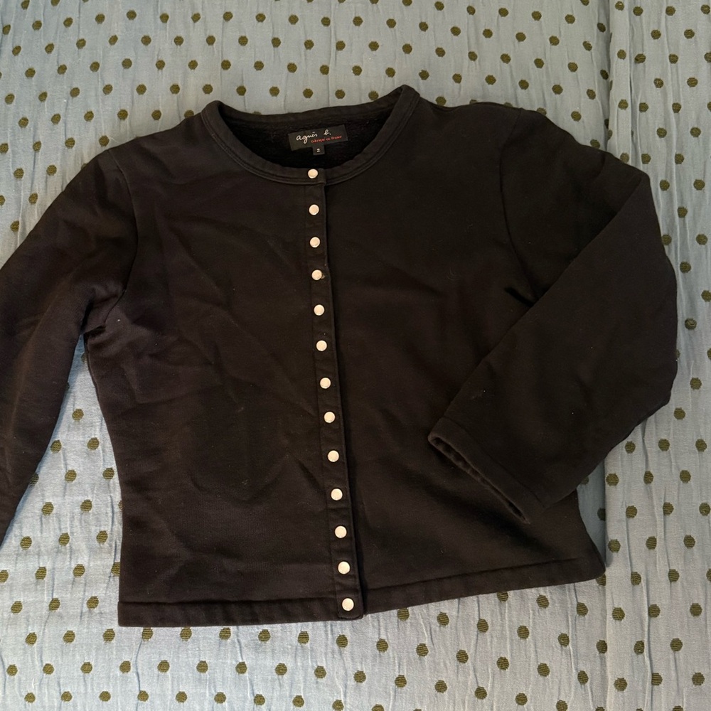 Agnes B. Black Cardigan with snap Buttons